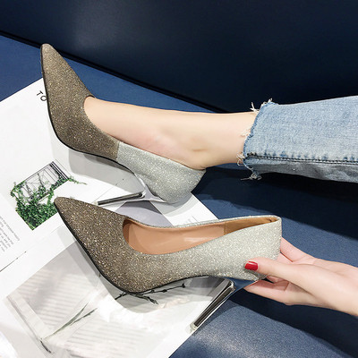 Pantofi eleganti de dama cu toc in doua culori