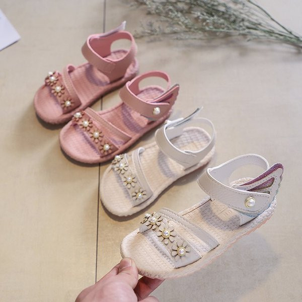 Sandale de dama moderne in alb si roz cu element 3D pentru fete