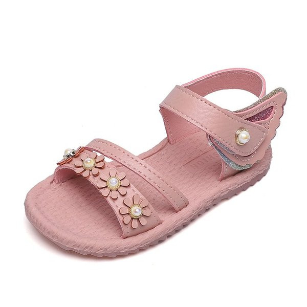 Sandale de dama moderne in alb si roz cu element 3D pentru fete