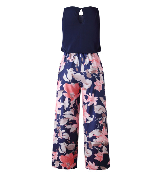Μοντέρνα γυναικεία σαλοπέτα  με floral μοτίβα σε μπλε και ροζ χρώμα