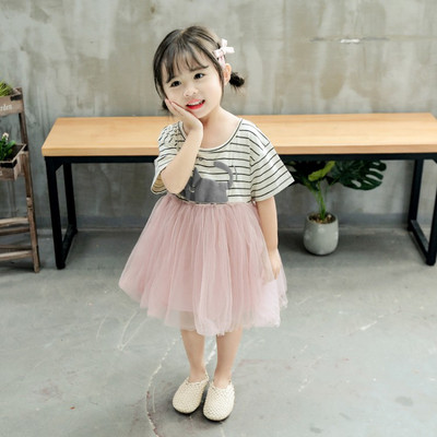 Rochie moderna pentru copii cu decolteu O si tul