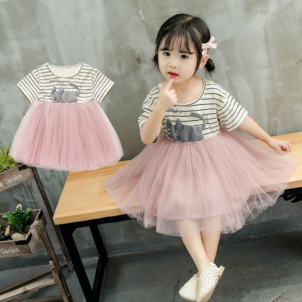 Rochie moderna pentru copii cu decolteu O si tul