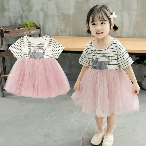 Rochie moderna pentru copii cu decolteu O si tul