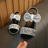 Sandale casual pentru copii cu pietre si panglica in trei culori pentru fete