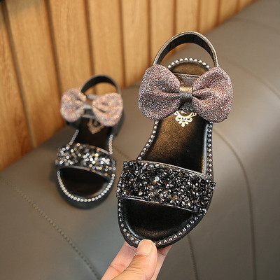 Sandale casual pentru copii cu pietre si panglica in trei culori pentru fete