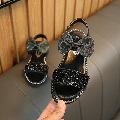 Sandale casual pentru copii cu pietre si panglica in trei culori pentru fete