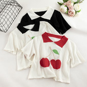 Γυναικείο μπλουζάκι κοντό με κεντήματα σε διάφορα χρώματα