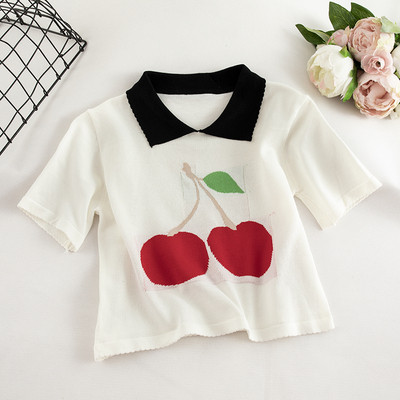 Γυναικείο μπλουζάκι κοντό με κεντήματα σε διάφορα χρώματα