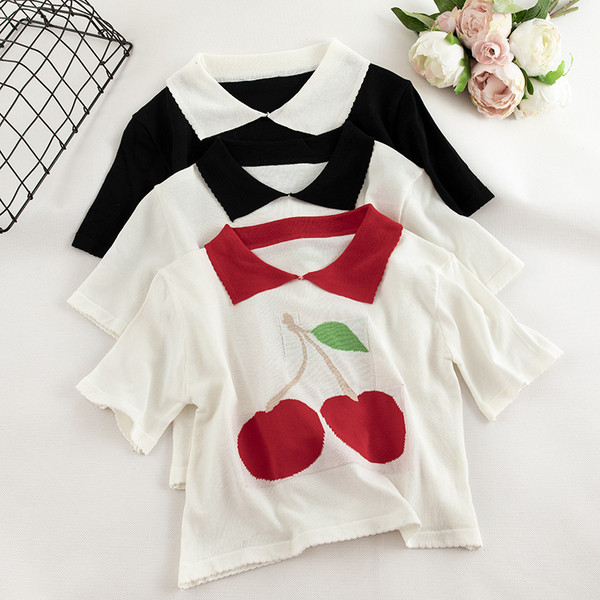 Γυναικείο μπλουζάκι κοντό με κεντήματα σε διάφορα χρώματα