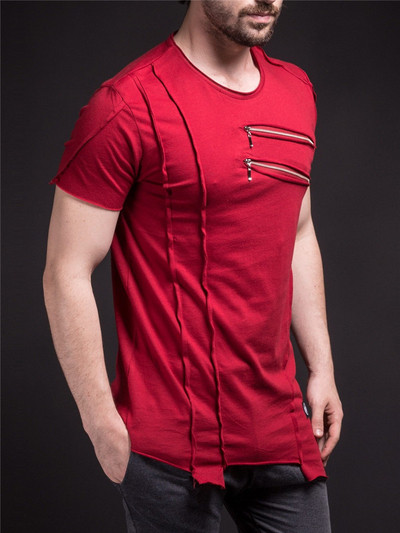 Модерна мъжка тениска с ципове в три цвята 