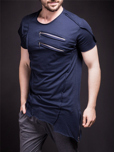 Tricou modern pentru bărbați cu fermoare în trei culori