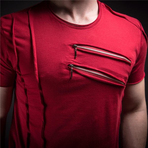 Tricou modern pentru bărbați cu fermoare în trei culori