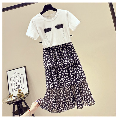 Κομψό και μοντέρνο γυναικείο σετ casual  T-shirt και μακρύ φούστα σε δύο χρώματα