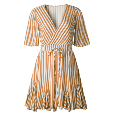 Κομψό γυναικείο φόρεμα  με ντεκολτέ σε σχήμα V και μανίκι 3/4 σε διάφορα χρώματα