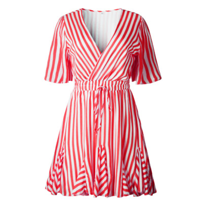 Κομψό γυναικείο φόρεμα  με ντεκολτέ σε σχήμα V και μανίκι 3/4 σε διάφορα χρώματα