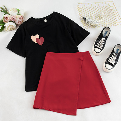 Set de fusta si tricou dama in doua culori