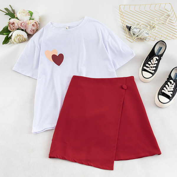 Set de fusta si tricou dama in doua culori