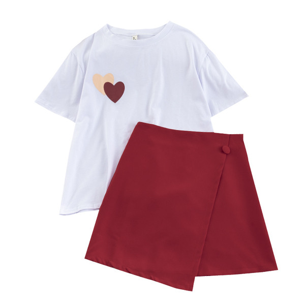 Set de fusta si tricou dama in doua culori