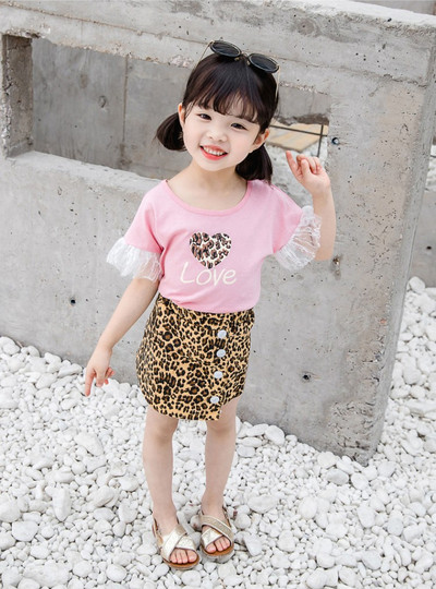 Детски модерен комплект с леопардов десен-за момичета 