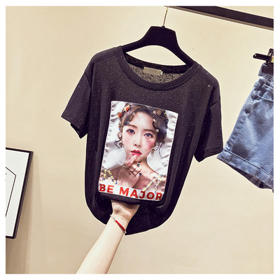 Γυναικείο μπλουζάκι με εφαρμογές και πέτρες σε τρία χρώματα