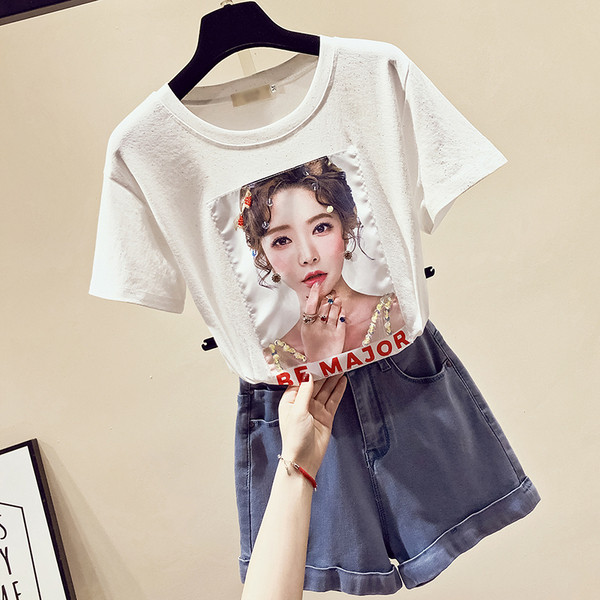 Γυναικείο μπλουζάκι με εφαρμογές και πέτρες σε τρία χρώματα