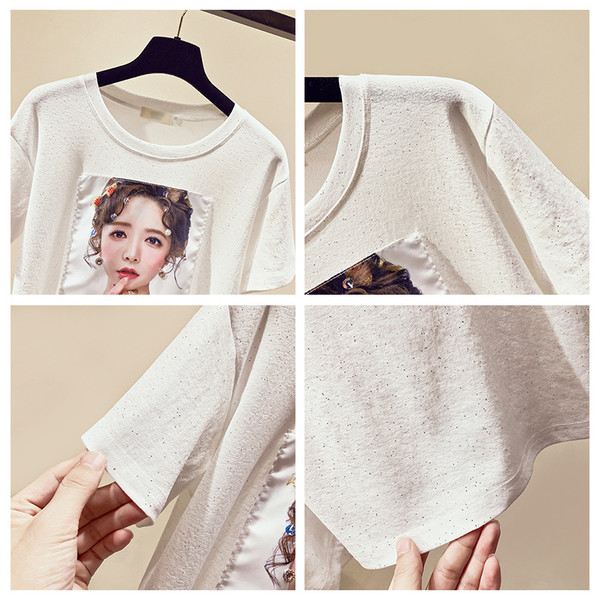 Γυναικείο μπλουζάκι με εφαρμογές και πέτρες σε τρία χρώματα