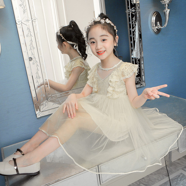 Rochie eleganta pentru copii in doua culori cu dantela si tul