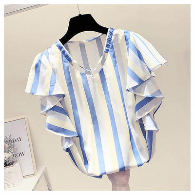 Γυναικεία μπλούζα σιφόν με μανίκι λωτού σε τρία χρώματα