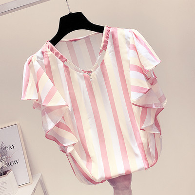 Γυναικεία μπλούζα σιφόν με μανίκι λωτού σε τρία χρώματα