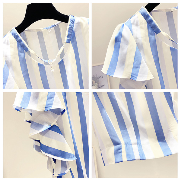 Γυναικεία μπλούζα σιφόν με μανίκι λωτού σε τρία χρώματα