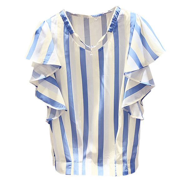 Γυναικεία μπλούζα σιφόν με μανίκι λωτού σε τρία χρώματα