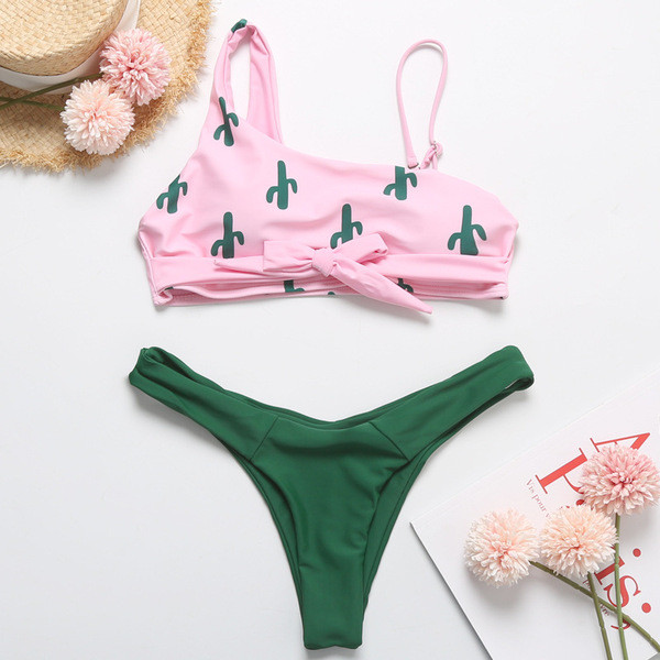 Új, kétrészes fürdőruha modell narancssárga és rózsaszín színben