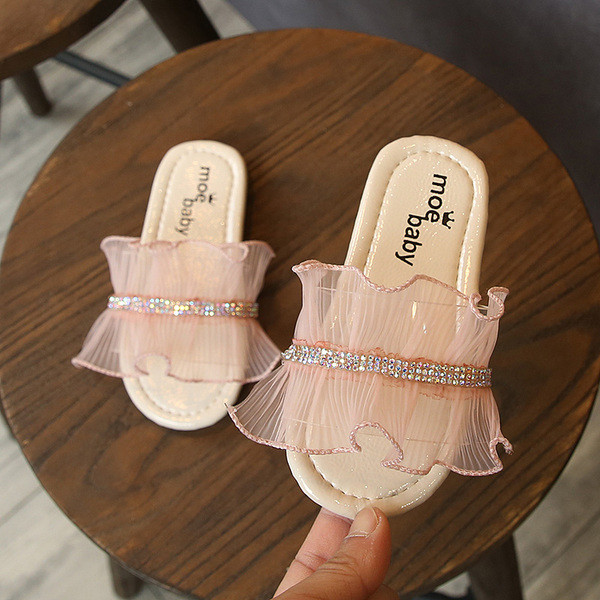 Papuci moderni pentru copii in trei culori cu pietre decorative