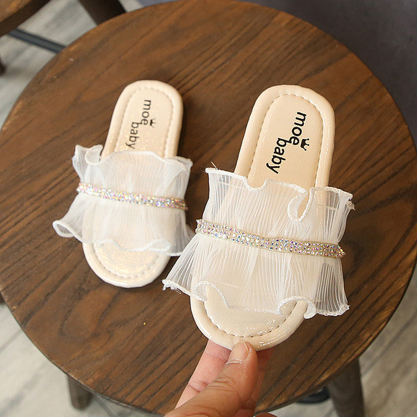 Papuci moderni pentru copii in trei culori cu pietre decorative