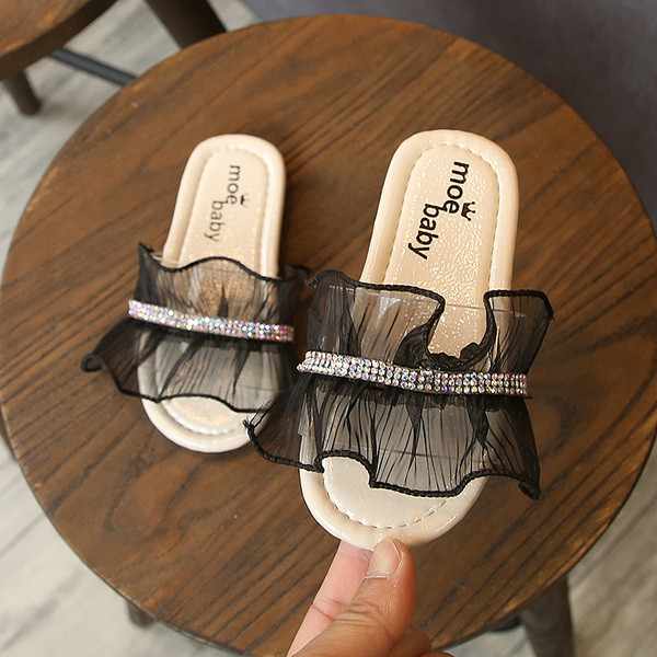 Papuci moderni pentru copii in trei culori cu pietre decorative