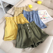 Къси дамски панталони с висока талия и джобове в няколко цвята
