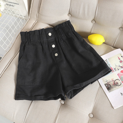 Къси дамски панталони с висока талия и джобове в няколко цвята