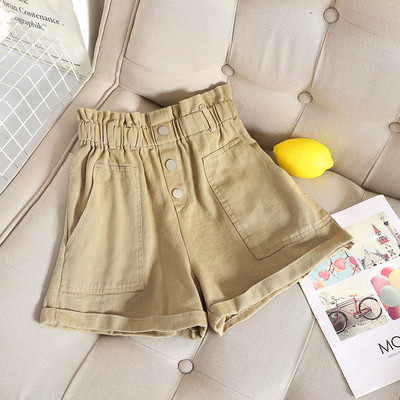 Къси дамски панталони с висока талия и джобове в няколко цвята