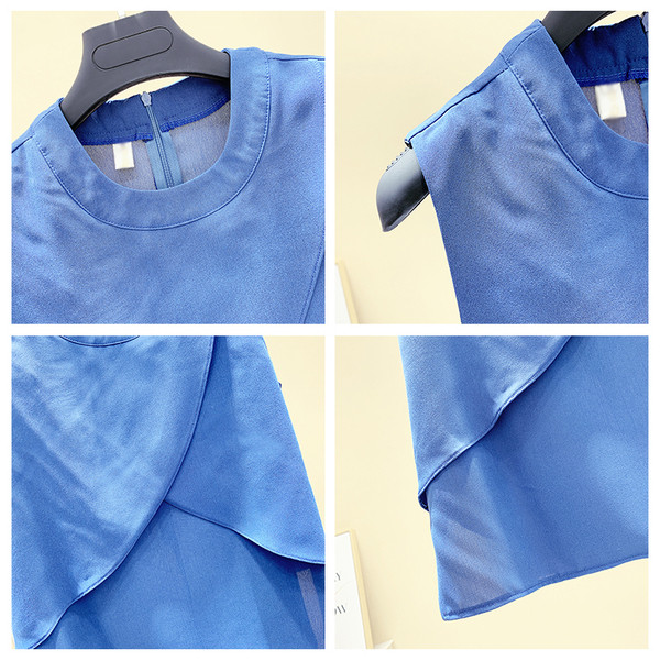 Maieu de dama cu transfer in culoare albastru si alb