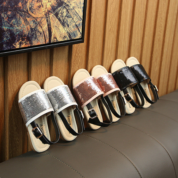 Sandale copii pentru fete in trei culori cu paiete