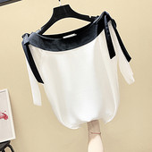 Γυναικεία μπλούζα με λαιμόκοψη και  κορδόνια σε δύο χρώματα