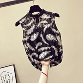 Női alkalmi akasztófelső fekete színben és két mintával