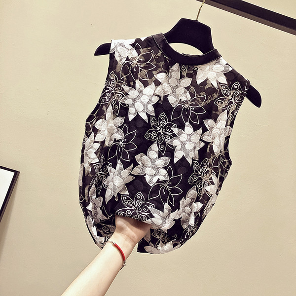 Női alkalmi akasztófelső fekete színben és két mintával