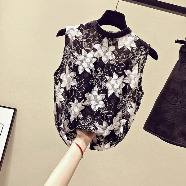 Női alkalmi akasztófelső fekete színben és két mintával