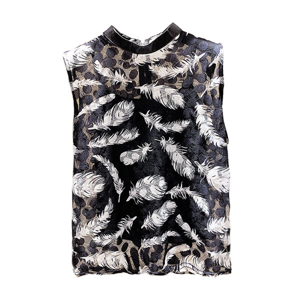 Női alkalmi akasztófelső fekete színben és két mintával