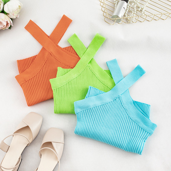 Maieu de damă cu bretele încrucișate în mai multe culori