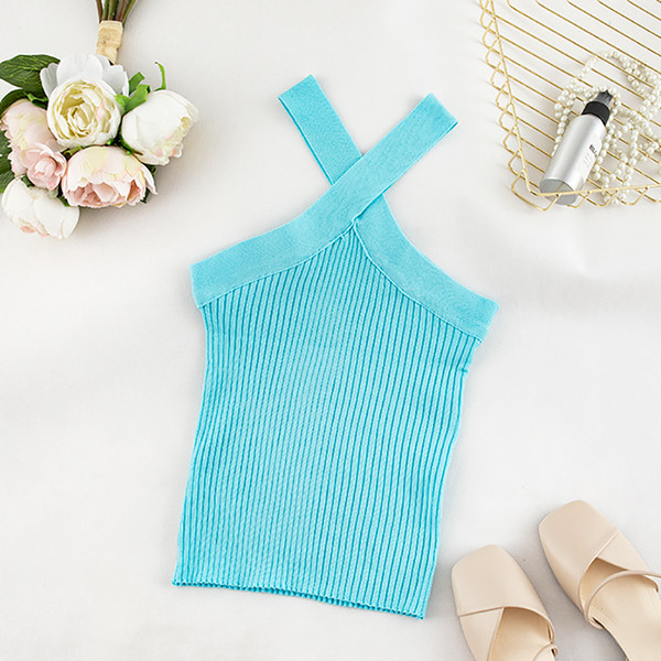 Maieu de damă cu bretele încrucișate în mai multe culori