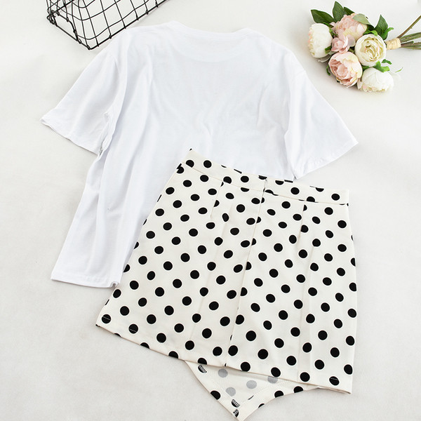 HIT Κομψό και μοντέρνο γυναικείο σετ μπλουζάκι και φούστα σε δύο χρώματα