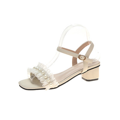 Κομψά γυναικεία σανδάλια με πέρλες σε δύο χρώματα