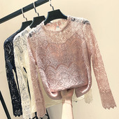 Γυναικεία κομψή μπλούζα με μακριά μανίκια δαντέλας σε τρία χρώματα